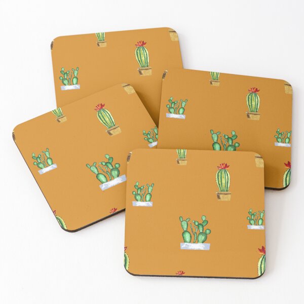 Item preview, Cactus in pot seamless pattern a watercolor orange designed and sold by Yana Mustafina | Boho Soulful Designs.