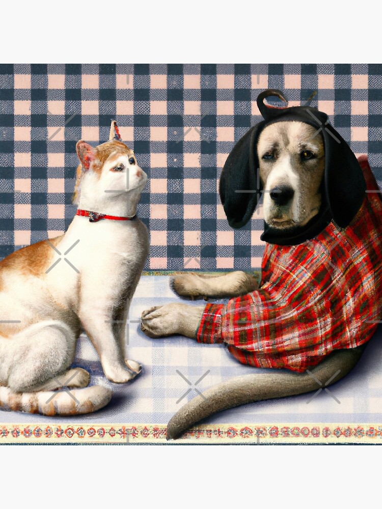 "Gingham Dog and Calico Cat in style of Raphael (AI Generated Art