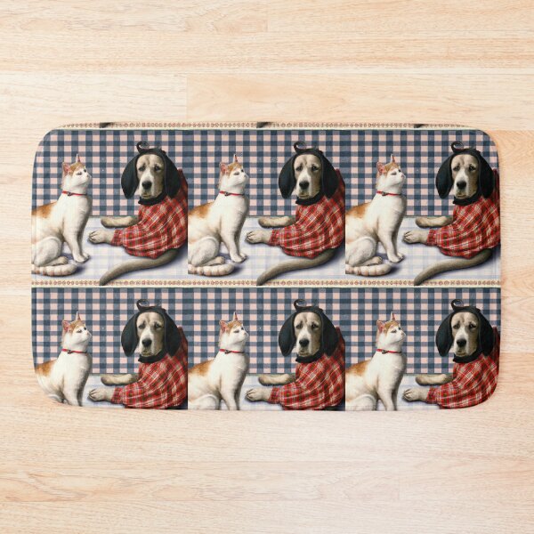 Item preview, Gingham Dog and Calico Cat in style of Raphael (AI Generated Art) designed and sold by Cowboy Folly.
