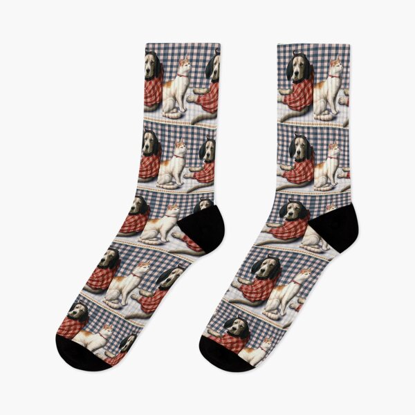 Item preview, Gingham Dog and Calico Cat in style of Raphael (AI Generated Art) designed and sold by Cowboy Folly.