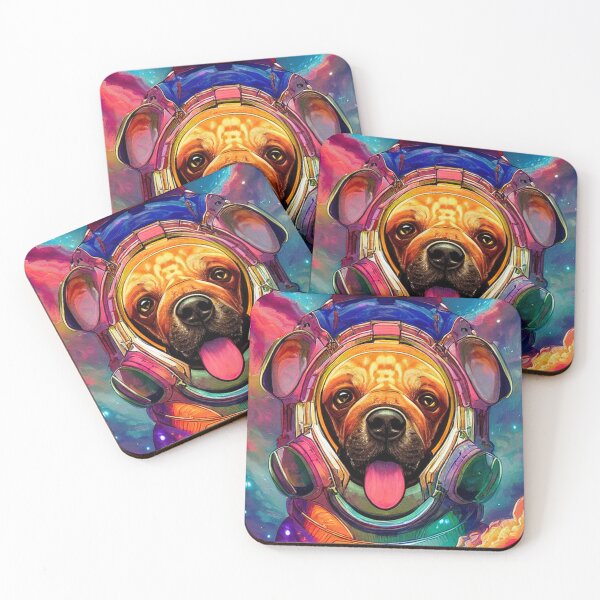 Item preview, Dogs in space nebula galaxy colorful abstract art gift for dog lover designed and sold by ValleyDream.