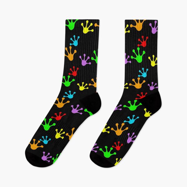 Item preview, Colorful, frog, footprints, socks, cool, cute, kids, girls, boys, men, women designed and sold by MMTMK.