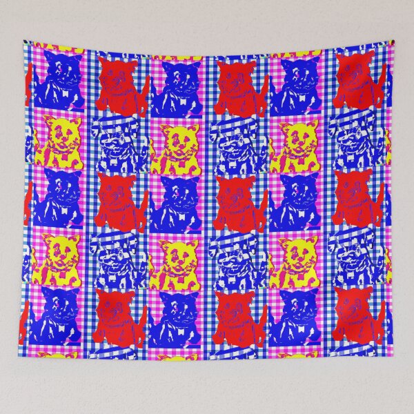 Item preview, Gingham Dog and Calico Cat in style of Modern Artist (AI Generated Art) designed and sold by Cowboy Folly.