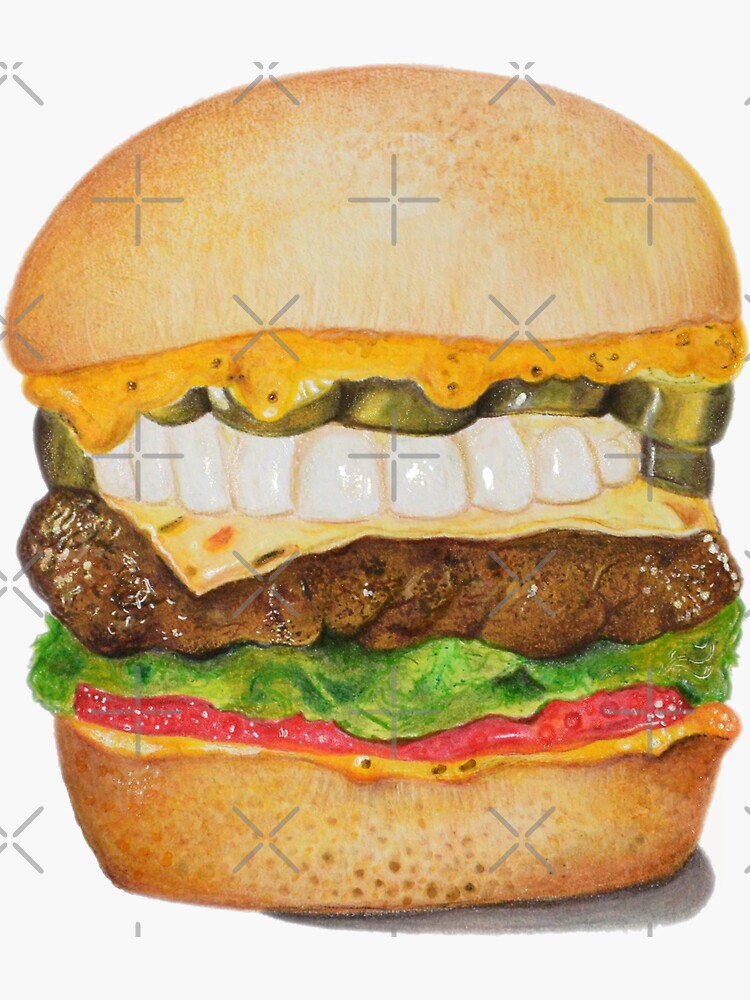 "Hamburger with Teeth" Sticker by Neginmf Redbubble