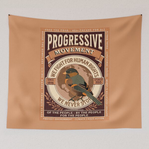Artikelvorschau, PMD00111 Progressive Movement Designs zeitloser Vintage-Vogel auf kaffeefarbenem Design für Progressive entworfen und verkauft von ProgressiveLeft.