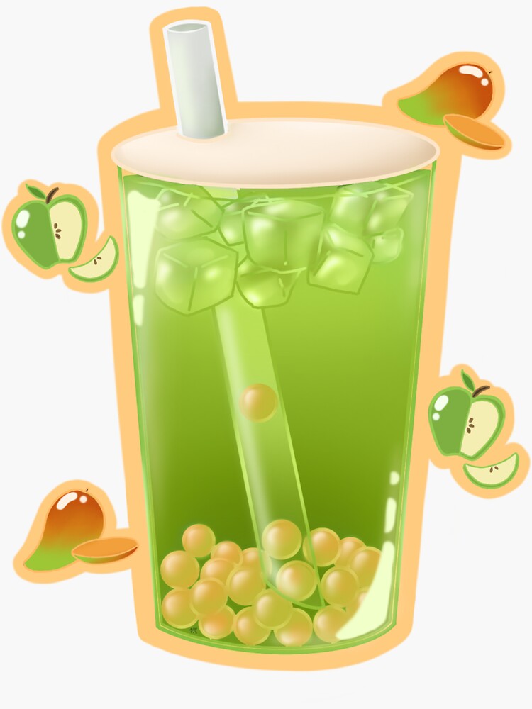 "Green Apple Fruit Tea w/ Mango Boba" Sticker for Sale by Sunnseekr
