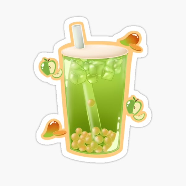 "Green Apple Fruit Tea w/ Mango Boba" Sticker for Sale by Sunnseekr