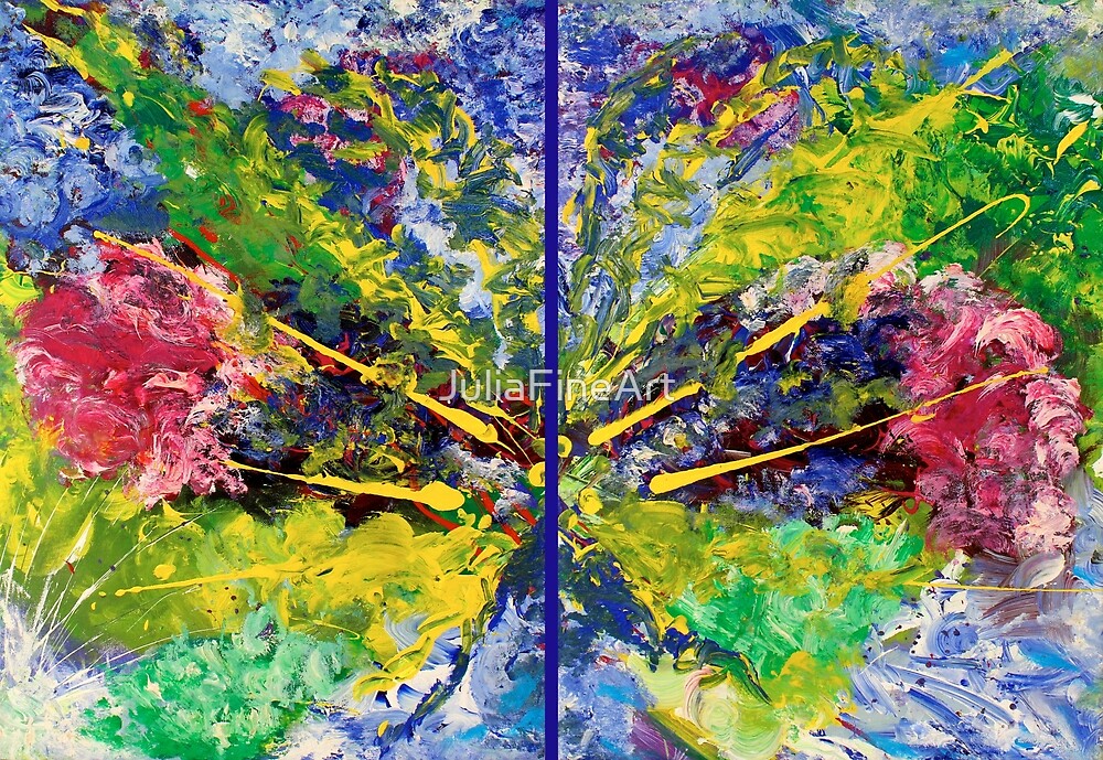  Contemporary Abstract Diptych by JuliaFineArt
