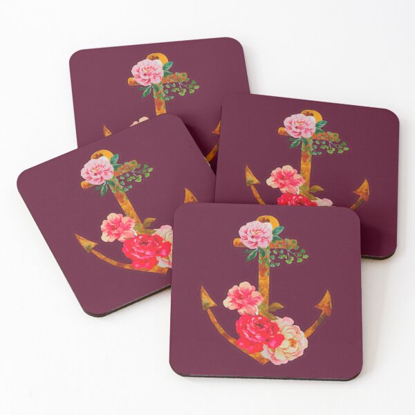 Item preview, Floral Pink Rose Nautical Anchor designed and sold by ChristinasMess.