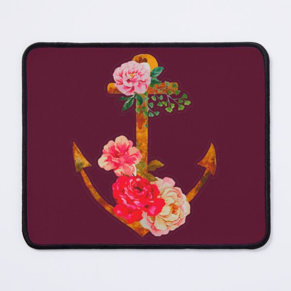 Item preview, Floral Pink Rose Nautical Anchor designed and sold by ChristinasMess.
