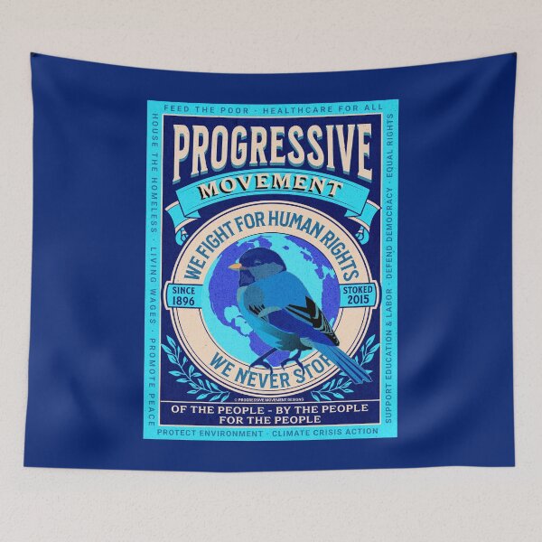 Artikelvorschau, PMD00112 Progressive Movement Designs zeitloser Vintage-Vogel auf marineblauem Design für Progressive entworfen und verkauft von ProgressiveLeft.