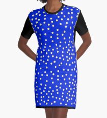Polka Dots in Blue and White Graphic T-Shirt Dress