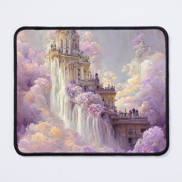 Item preview, Purple Pastel Castle Fairytale Lover Girl Room Decor Pastel Rainbow Waterfall Abstract Art Print designed and sold by PrincessArtwork.