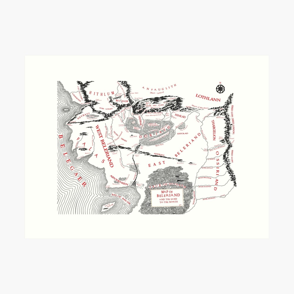 Beleriand  Middle earth, Silmarillion map, Tolkien