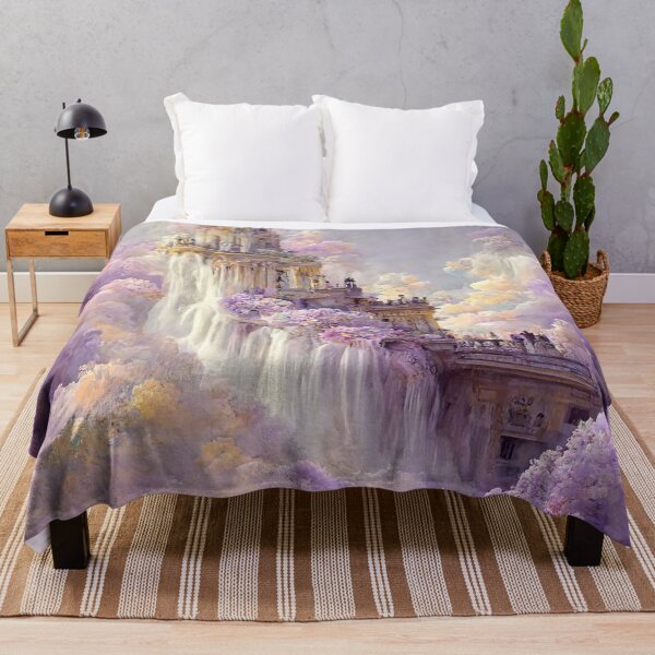 Item preview, Purple Pastel Castle Fairytale Lover Girl Room Decor Pastel Rainbow Waterfall Abstract Art Print designed and sold by PrincessArtwork.