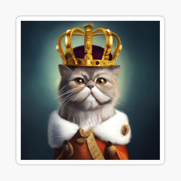 "Persian Royal Cat in Robe and Crown" Sticker for Sale by Caprizen