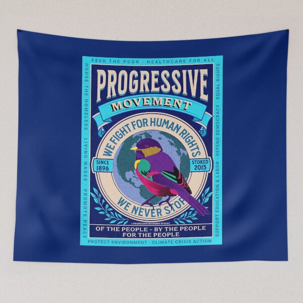 Item preview, PMD00113 Diseños de movimiento progresivo pájaro de color arcoíris vintage atemporal en diseño azul marino para progresistas designed and sold by ProgressiveLeft.