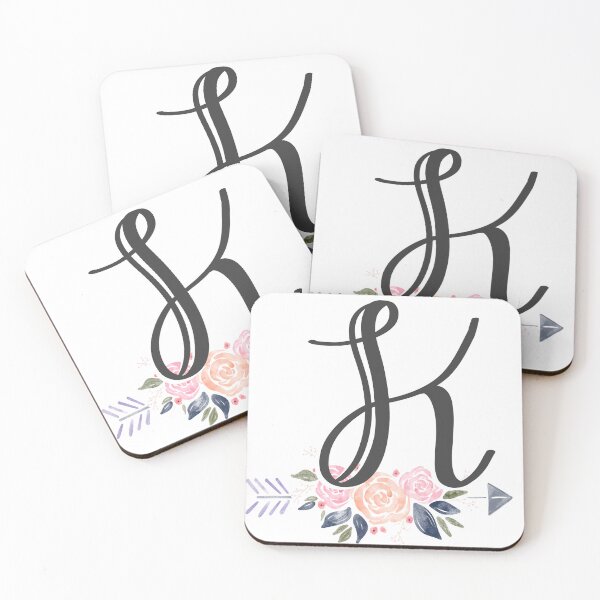 Item preview, Letter K Monogram Watercolor Roses designed and sold by MandyRosko.