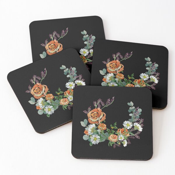 Artikelvorschau, Flower rose daisy branch design a watercolor black entworfen und verkauft von Yana Mustafina | Boho Soulful Designs.