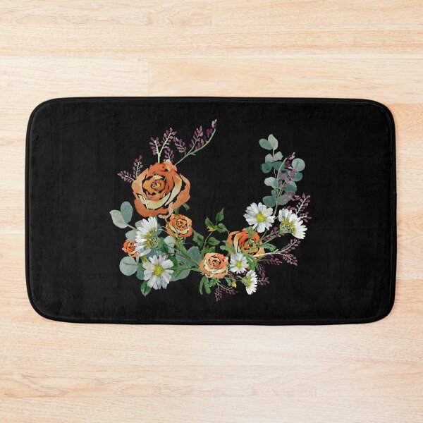 Aperçu de l'œuvre Flower rose daisy branch design a watercolor black créée et vendue par Yana Mustafina | Boho Soulful Designs.