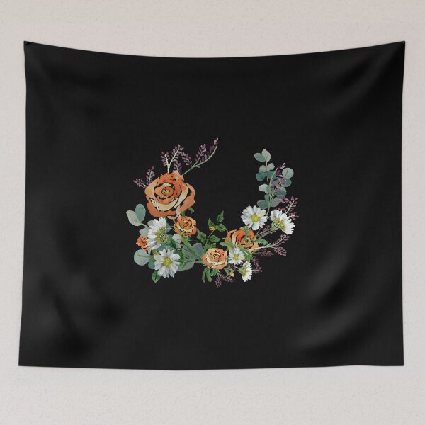 Item preview, Flower rose daisy branch design a watercolor black designed and sold by Yana Mustafina | Boho Soulful Designs.