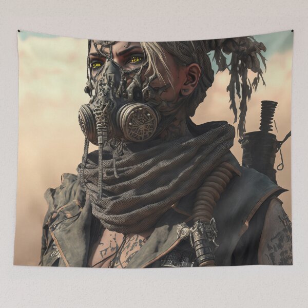 Item preview, Diesel Punk Masked Woman in Desert designed and sold by kaileena-ai.