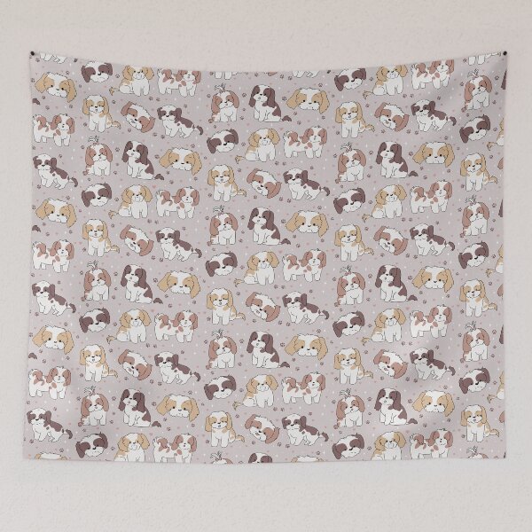 Item preview, Cute shih tzu dog - pattern of adorable illustration of the small shih tzu dog pink version  designed and sold by Yarafantasyart.