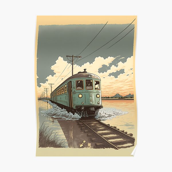 Retro Anime Style Old Japanese Train Poster