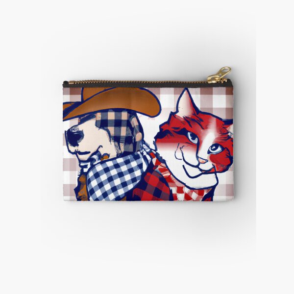 Item preview, Gingham Dog and Calico Cat in Western Cowboy style (AI Generated Art) designed and sold by Cowboy Folly.