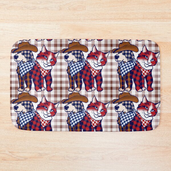 Item preview, Gingham Dog and Calico Cat in Western Cowboy style (AI Generated Art) designed and sold by Cowboy Folly.