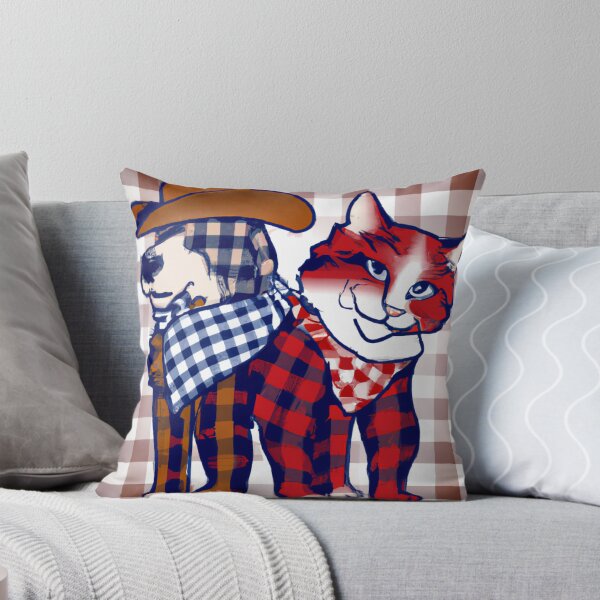Item preview, Gingham Dog and Calico Cat in Western Cowboy style (AI Generated Art) designed and sold by Cowboy Folly.
