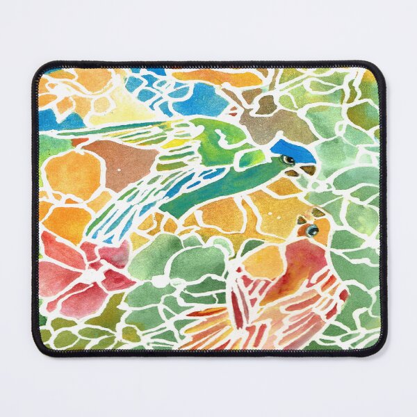 Item preview, Parakeets Stain Glass designed and sold by rosiebrown.