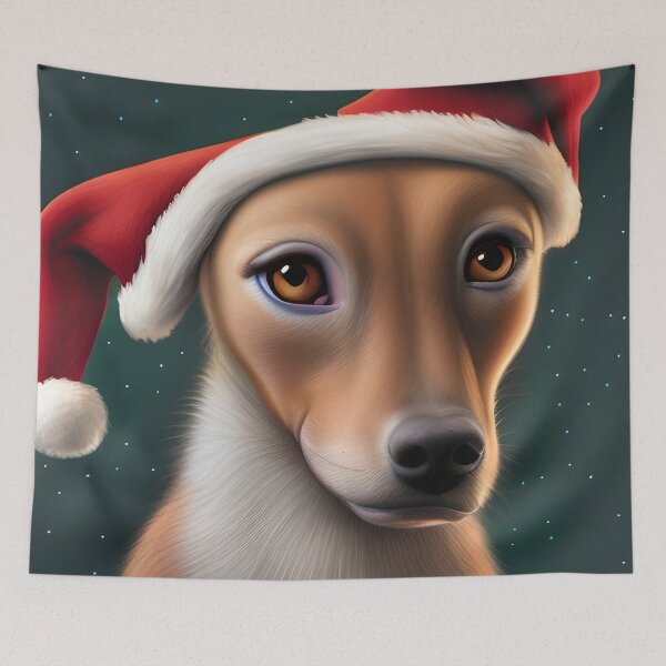 Item preview, Christmas Cirneco dell'Etna Wearing A Santa Hat designed and sold by ZenEverAI.
