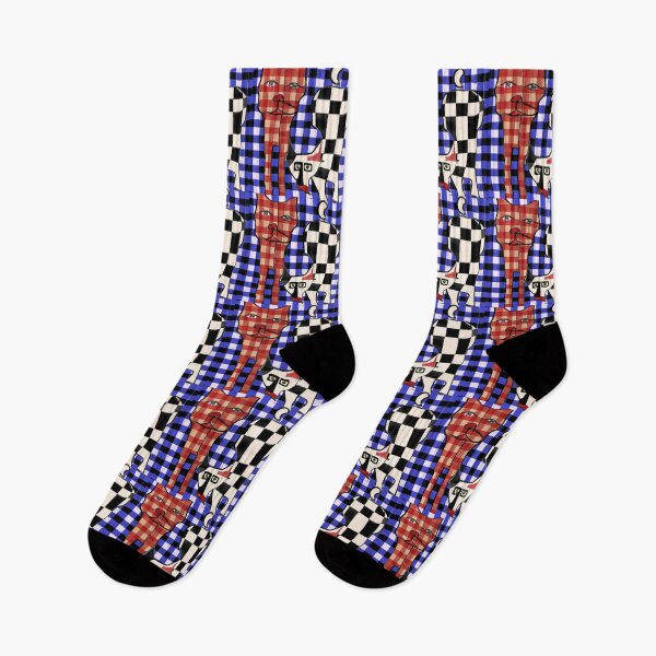 Item preview, Gingham Dog and Calico Cat in style of Pablo (AI Generated Art) designed and sold by Cowboy Folly.