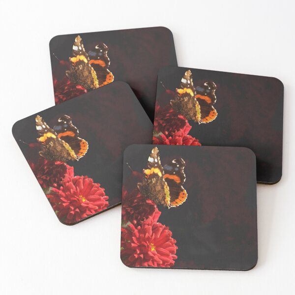 Item preview, red admiral and red flowers designed and sold by Francespoppy.
