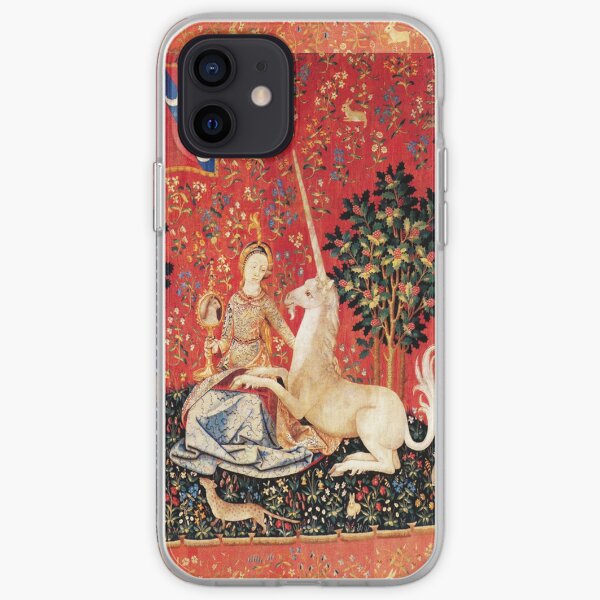 LADY AND UNICORN ,SIGHT Red Green Fantasy Flowers,Animals iPhone Soft Case