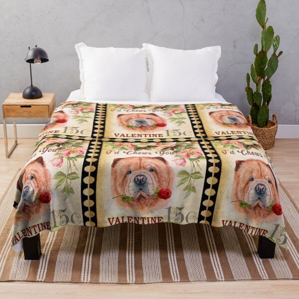 Item preview, Chow chow Vintage Valentine Funny Dog With Rose designed and sold by Cuddlythopia.