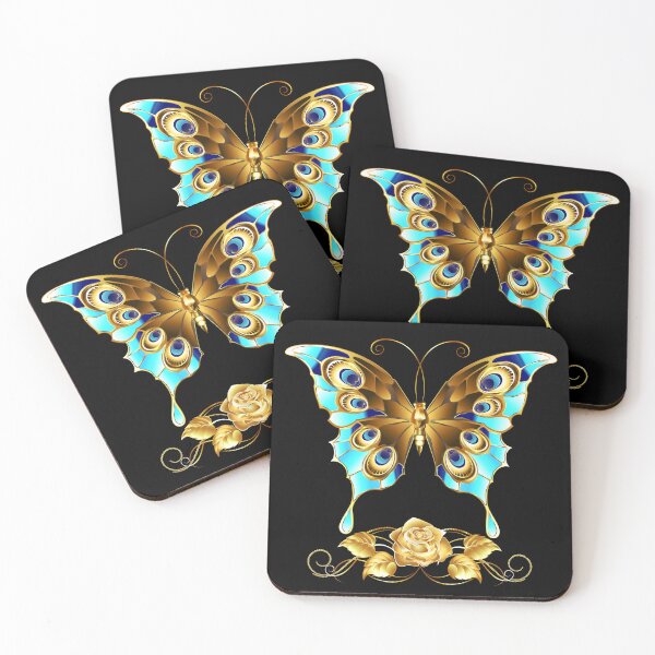 Item preview, Butterfly with Eyes Over Rose; gold blue version designed and sold by mbuz90.