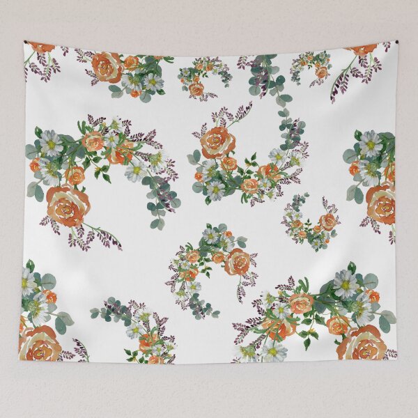 Item preview, Flower rose daisy branch pattern a watercolor designed and sold by Yana Mustafina | Boho Soulful Designs.