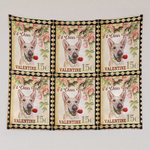 Item preview, Cretan hound  Vintage Valentine Funny Dog With Rose designed and sold by Cuddlythopia.
