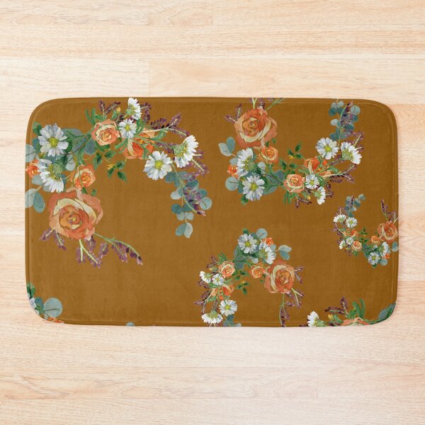 Aperçu de l'œuvre Flower rose daisy branch pattern a watercolor brown créée et vendue par Yana Mustafina | Boho Soulful Designs.