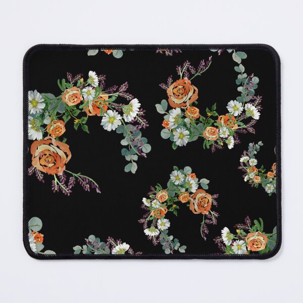 Artikelvorschau, Flower rose daisy branch pattern a watercolor black entworfen und verkauft von Yana Mustafina | Boho Soulful Designs.