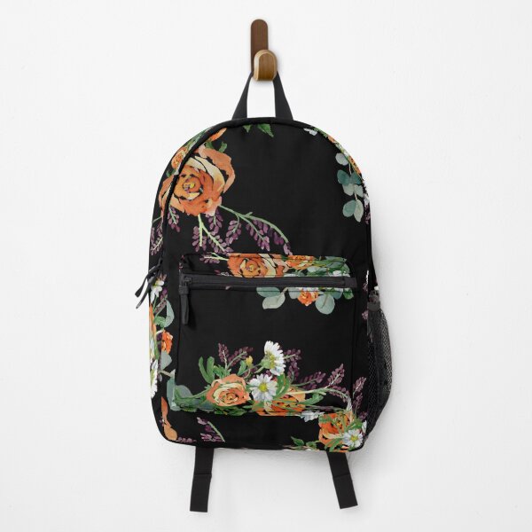 Aperçu de l'œuvre Flower rose daisy branch pattern a watercolor black créée et vendue par Yana Mustafina | Boho Soulful Designs.