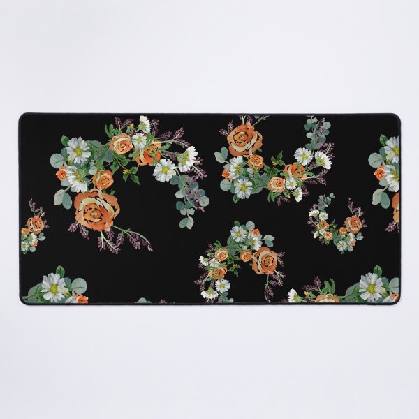 Artikelvorschau, Flower rose daisy branch pattern a watercolor black entworfen und verkauft von Yana Mustafina | Boho Soulful Designs.