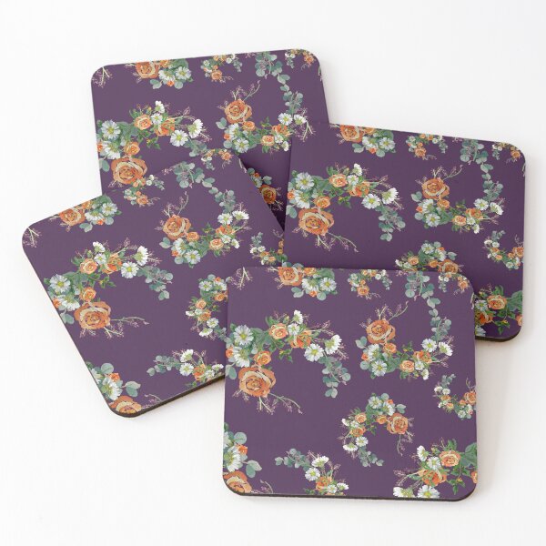 Artikelvorschau, Flower rose daisy branch pattern a watercolor violet entworfen und verkauft von Yana Mustafina | Boho Soulful Designs.