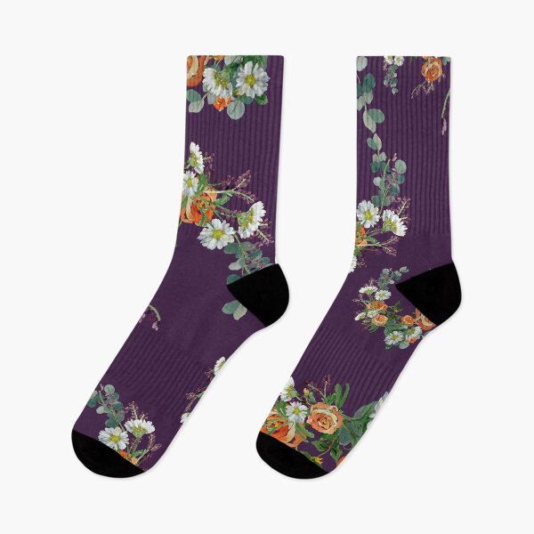 Aperçu de l'œuvre Flower rose daisy branch pattern a watercolor violet créée et vendue par Yana Mustafina | Boho Soulful Designs.