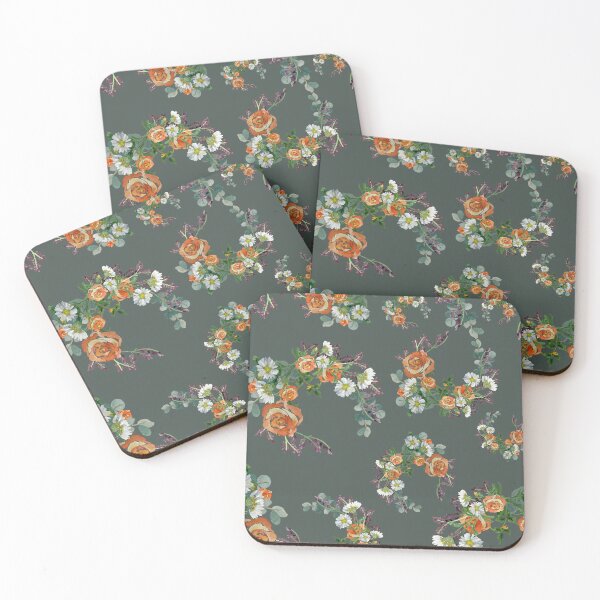 Artikelvorschau, Flower rose daisy branch pattern a watercolor turquoise entworfen und verkauft von Yana Mustafina | Boho Soulful Designs.