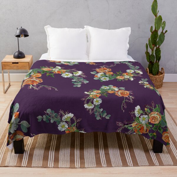 Aperçu de l'œuvre Flower rose daisy branch pattern a watercolor violet créée et vendue par Yana Mustafina | Boho Soulful Designs.