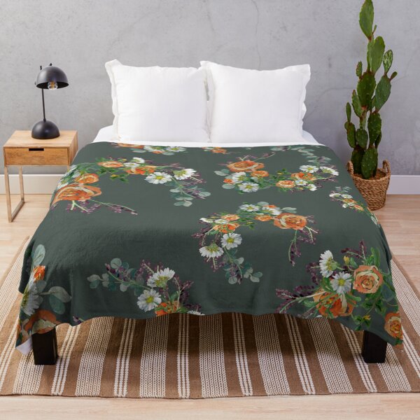 Aperçu de l'œuvre Flower rose daisy branch pattern a watercolor turquoise créée et vendue par Yana Mustafina | Boho Soulful Designs.