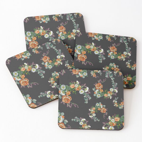 Artikelvorschau, Flower rose daisy branch pattern a watercolor grey entworfen und verkauft von Yana Mustafina | Boho Soulful Designs.